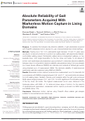 Cover page: Absolute Reliability of Gait Parameters Acquired With Markerless Motion Capture in Living Domains