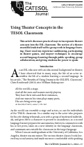 Cover page: Using Theater Concepts in the TESOL Classroom