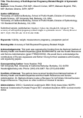 Cover page: The accuracy of self‐reported pregnancy‐related weight: a systematic review