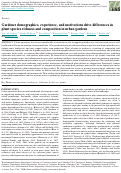 Cover page: Gardener demographics, experience, and motivations drive differences in plant species richness and composition in urban gardens