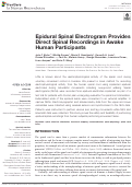 Cover page: Epidural Spinal Electrogram Provides Direct Spinal Recordings in Awake Human Participants