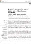 Cover page: Melanin-Concentrating Hormone (MCH): Role in REM Sleep and Depression