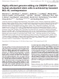 Cover page: Highly efficient genome editing via CRISPR–Cas9 in human pluripotent stem cells is achieved by transient BCL-XL overexpression