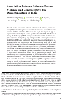 Cover page: Association between Intimate Partner Violence and Contraceptive Use Discontinuation in India