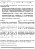 Cover page: Neural correlates of language variability in preschool‐aged boys with autism spectrum disorder