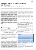 Cover page: The Noise Collector for sparse recovery in high dimensions