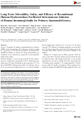 Cover page: Long-Term Tolerability, Safety, and Efficacy of Recombinant Human Hyaluronidase-Facilitated Subcutaneous Infusion of Human Immunoglobulin for Primary Immunodeficiency.