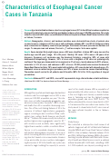 Cover page: Characteristics of Esophageal Cancer Cases in Tanzania