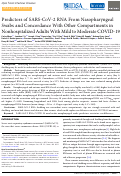 Cover page: Predictors of SARS-CoV-2 RNA From Nasopharyngeal Swabs and Concordance With Other Compartments in Nonhospitalized Adults With Mild to Moderate COVID-19