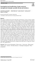 Cover page: Investigation and classification of water resources management strategies: possible threats and solutions