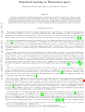 Cover page: Statistical Learning in Wasserstein Space