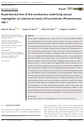 Cover page: Experimental test of the mechanism underlying sexual segregation at communal roosts of harvestmen (
              Prionostemma
              spp.)