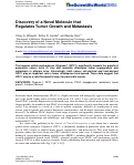 Cover page: Discovery of a Novel Molecule that Regulates Tumor Growth and Metastasis