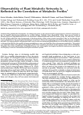 Cover page: Observability of Plant Metabolic Networks Is Reflected in the Correlation of Metabolic Profiles