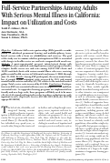 Cover page: Full-Service Partnerships Among Adults With Serious Mental Illness in California: Impact on Utilization and Costs