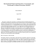 Cover page: International Financial Integration, Sovereignty and  Constraints on Macroeconomic Policies