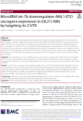 Cover page: MicroRNA let-7b downregulates AML1-ETO oncogene expression in t(8;21) AML by targeting its 3′UTR