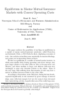 Cover page of Equilibrium in Marine Mutual Insurance Markets with Convex Operating Costs