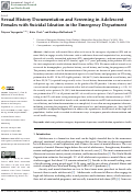 Cover page: Sexual History Documentation and Screening in Adolescent Females with Suicidal Ideation in the Emergency Department.