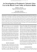 Cover page: An Investigation of Prehistoric Volcanic Glass
Use in the Birch Creek Valley of Eastern Idaho