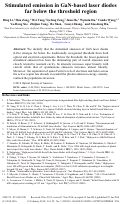 Cover page: Stimulated emission in GaN-based laser diodes far below the threshold region.
