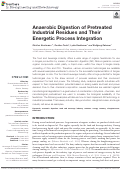 Cover page: Anaerobic Digestion of Pretreated Industrial Residues and Their Energetic Process Integration