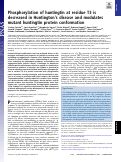 Cover page: Phosphorylation of huntingtin at residue T3 is decreased in Huntington’s disease and modulates mutant huntingtin protein conformation