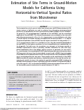 Cover page: Estimation of Site Terms in Ground-Motion Models for California Using Horizontal-to-Vertical Spectral Ratios from Microtremor