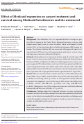 Cover page: Effect of Medicaid expansion on cancer treatment and survival among Medicaid beneficiaries and the uninsured