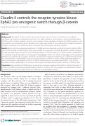 Cover page: Claudin-4 controls the receptor tyrosine kinase EphA2 pro-oncogenic switch through ?-catenin