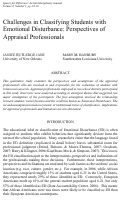 Cover page: Challenges in Classifying Students with Emotional Disturbance: Perspectives of Appraisal Professionals