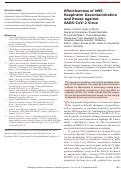 Cover page: Effectiveness of N95 Respirator Decontamination and Reuse against SARS-CoV-2 Virus.