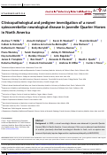 Cover page: Clinicopathological and pedigree investigation of a novel spinocerebellar neurological disease in juvenile Quarter Horses in North America.