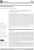 Cover page: Categorical Nature of Major Factor Selection via Information Theoretic Measurements.