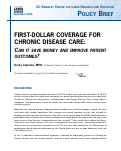 Cover page: First Dollar Coverage for Chronic Disease Care: Can it Save Money and Improve Patient Outcomes?