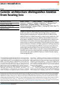 Cover page: Genetic architecture distinguishes tinnitus from hearing loss