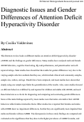 Cover page: Diagnostic Issues and Gender Differences of Attention Deficit Hyperactivity Disorder