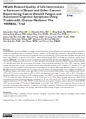 Cover page: HEalth-Related Quality of Life-Intervention in Survivors of Breast and Other Cancers Experiencing Cancer-Related Fatigue and Associated Cognitive Symptoms Using TraditionAL Chinese Medicine: The HERBAL Trial.