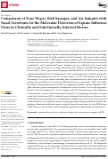 Cover page: Comparison of Nose Wipes, Stall Sponges, and Air Samples with Nasal Secretions for the Molecular Detection of Equine Influenza Virus in Clinically and Subclinically Infected Horses.