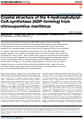 Cover page: Crystal structure of the 4-hydroxybutyryl-CoA synthetase (ADP-forming) from nitrosopumilus maritimus.