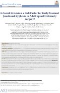 Cover page: Is Sacral Extension a Risk Factor for Early Proximal Junctional Kyphosis in Adult Spinal Deformity Surgery?