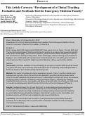 Cover page: This Article Corrects: “Development of a Clinical Teaching Evaluation and Feedback Tool for Emergency Medicine Faculty”