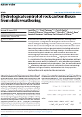 Cover page: Hydrological control of rock carbon fluxes from shale weathering