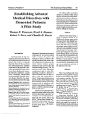 Cover page: ESTABLISHING ADVANCE MEDICAL DIRECTIVES WITH DEMENTED PATIENTS - A PILOT-STUDY