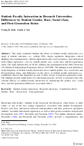 Cover page: Student–Faculty Interaction in Research Universities: Differences by Student Gender, Race, Social Class, and First-Generation Status