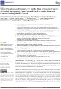 Cover page: Sleep Duration and Stress Level in the Risk of Gastric Cancer: A Pooled Analysis of Case-Control Studies in the Stomach Cancer Pooling (StoP) Project.