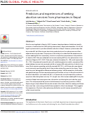 Cover page: Predictors and experiences of seeking abortion services from pharmacies in Nepal.