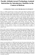 Cover page: Faculty Attitude towards Technology-Assisted Instruction for Introductory Statistics in the Context of Educational Reform