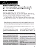 Cover page: Research findings from nonpharmaceutical intervention studies for pandemic influenza andÂ current gaps in the research