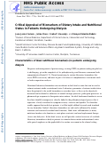 Cover page: Critical Appraisal of Biomarkers of Dietary Intake and Nutritional Status in Patients Undergoing Dialysis